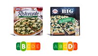 Bild: Spinat-Pizza gleich Spinat-Pizza? Weit gefehlt. Die Ristorante Pizza von Dr. Oetker enth&auml;lt weniger Fett, weniger Salz, weniger Kalorien und deutlich mehr Gem&uuml;se als die Big Pizza Boston von Wagner. Mit dem Nutri-Score l&auml;sst sich das ausgewogenere Produkt sofort erkennen.