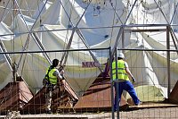 Bild: Aufbau des Umweltpavillions 