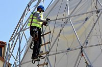 Bild: Aufbau des Umweltpavillions 