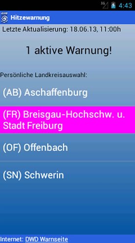 Bild: Beispiel einer Hitzewarnung