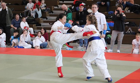 Atifa Raihani, l.rot, mit Halbkreisfu&szlig;tritt (Foto: JuJutsu Verein)