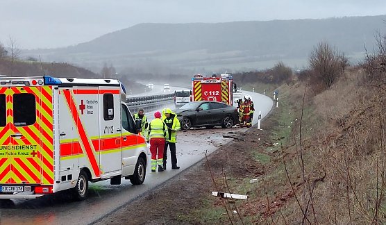 Unfall auf der A 38 bei Sollstedt (Foto: S.Dietzel)