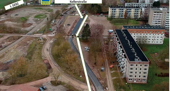 Umleitungsstrecke im Luftbild (Foto: R.Wei&szlig;bach)