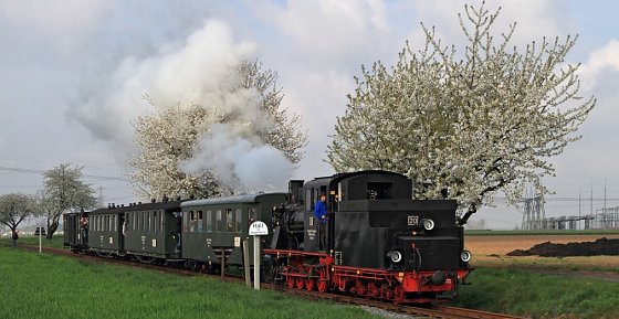 Bild: Die Mansfelder Bergwerksbahn auf Fr&uuml;hjahrsfahrt. Am Sonnabend geht es wieder los. Diesmal gibt es unterwegs zus&auml;tzlich eine Haldenbesteigung und viele interessante Erl&auml;uterungen.