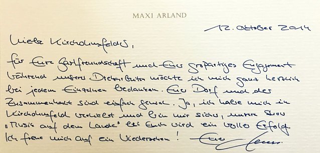 Bild: Brief von Maxi Arland