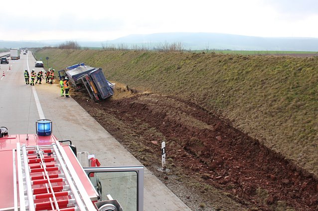 Bild: LKW umgekippt