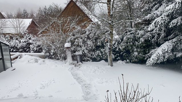Bild: Wei&szlig;e Wintervorboten heute in Rothes&uuml;tte im Harz 