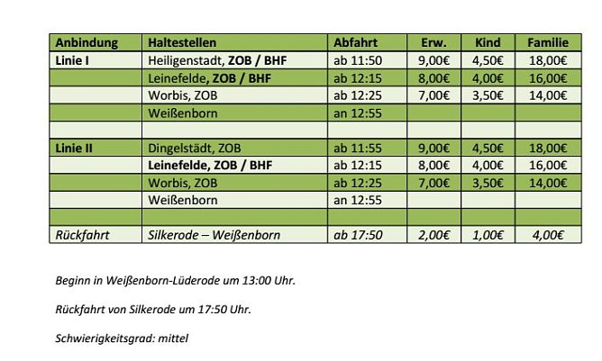 Abfahrtszeiten WanderBus (Foto: HVE) Abfahrtszeiten WanderBus (Foto: HVE)