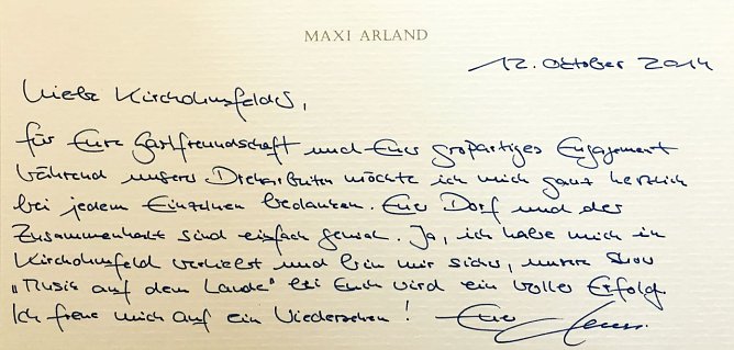 Brief von Maxi Arland (Foto: Steffen Bruhn)