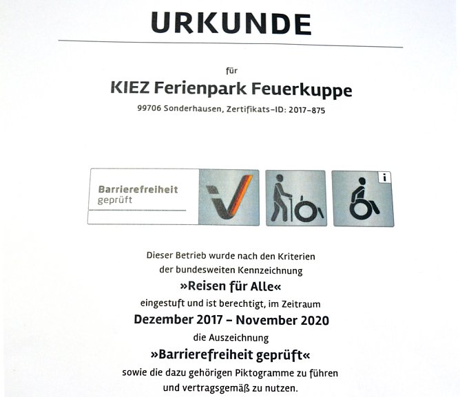 Zertifizierung Reisen f&uuml;r Alle (Foto: Ferienpark Feuerkuppe)