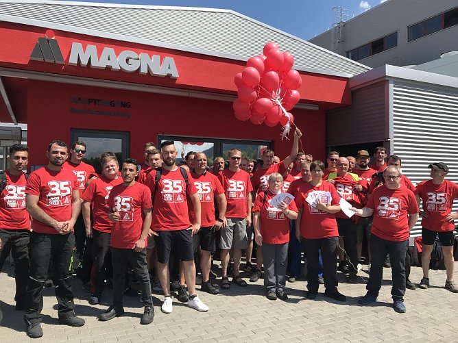 Gewerkschaftsaktion bei Magna (Foto: Bernd Spitzbarth )