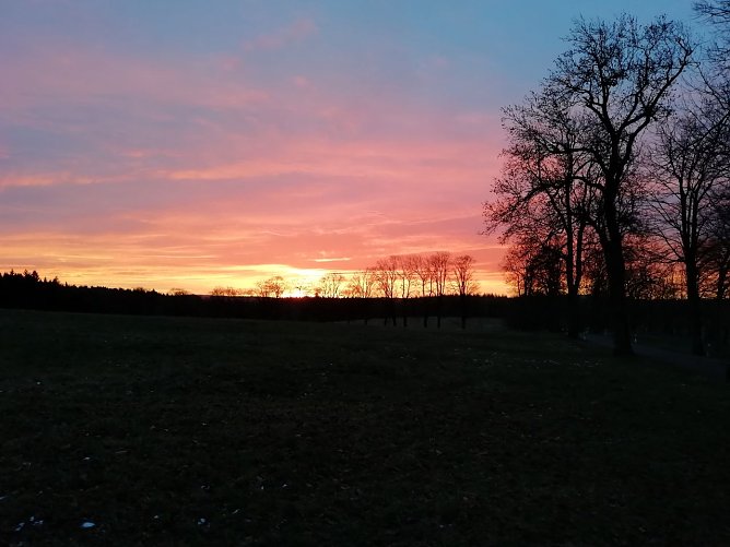 Morgenrot &uuml;ber Sophienhof (Foto: W. J&ouml;rgens)
