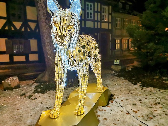 Der Luchs ist ein richtiger Hingucker auf dem Weihnachtsmarkt in Wernigerode  (Foto: J&uuml;rgen Mehne aus Nordhausen)