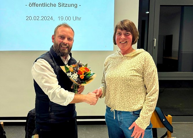 Ortsteilb&uuml;rgermeister Christian H&auml;nsel-Hunold und Kerstin Dietrich (Foto: R.Wei&szlig;bach)