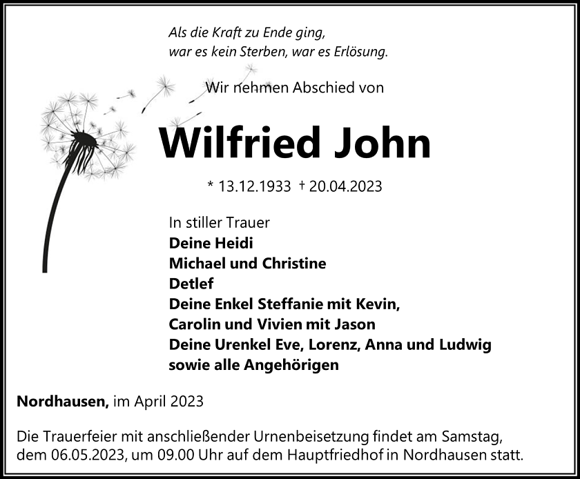 Traueranzeige (Foto: Schade)