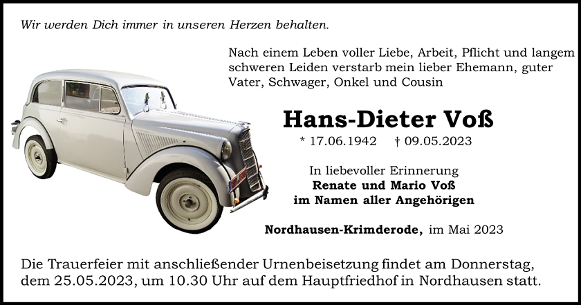 Traueranzeige (Foto: Schade)