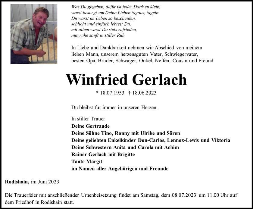 Traueranzeige (Foto: Schade)