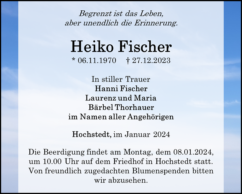 Traueranzeige (Foto: Schade )