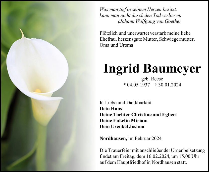 Traueranzeige (Foto: Bestattungshaus Eckhard Schade)