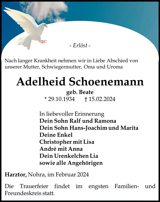 Traueranzeige (Foto: Schade)