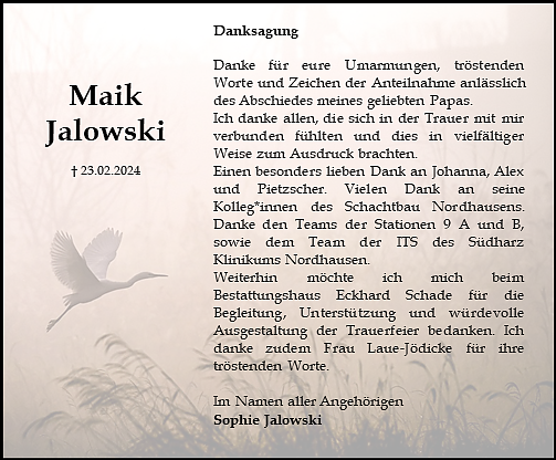 Danksagung (Foto: Schade)