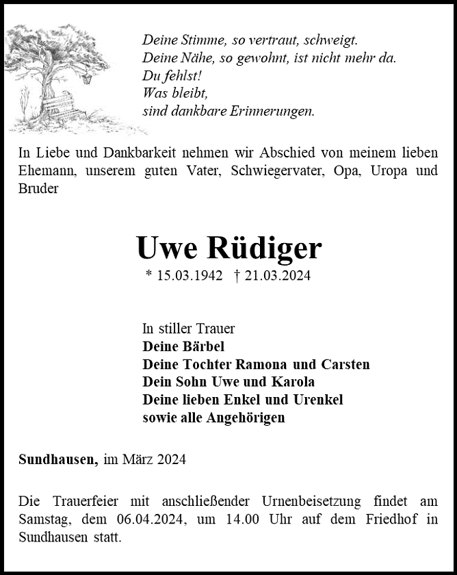 Traueranzeige (Foto: Schade)