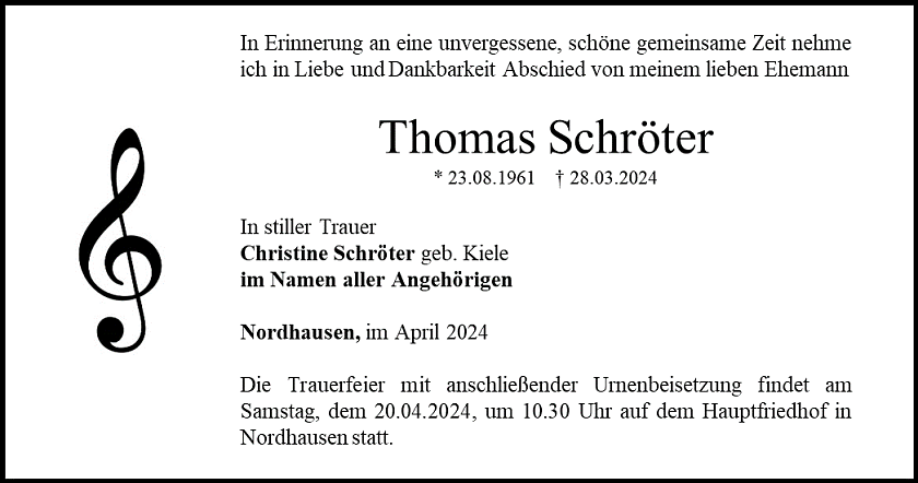 Traueranzeige (Foto: Bestattungshaus Schade)