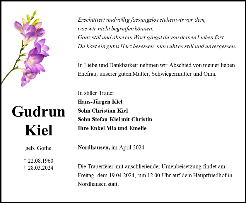 Traueranzeige (Foto: Bestattungshaus Schade)