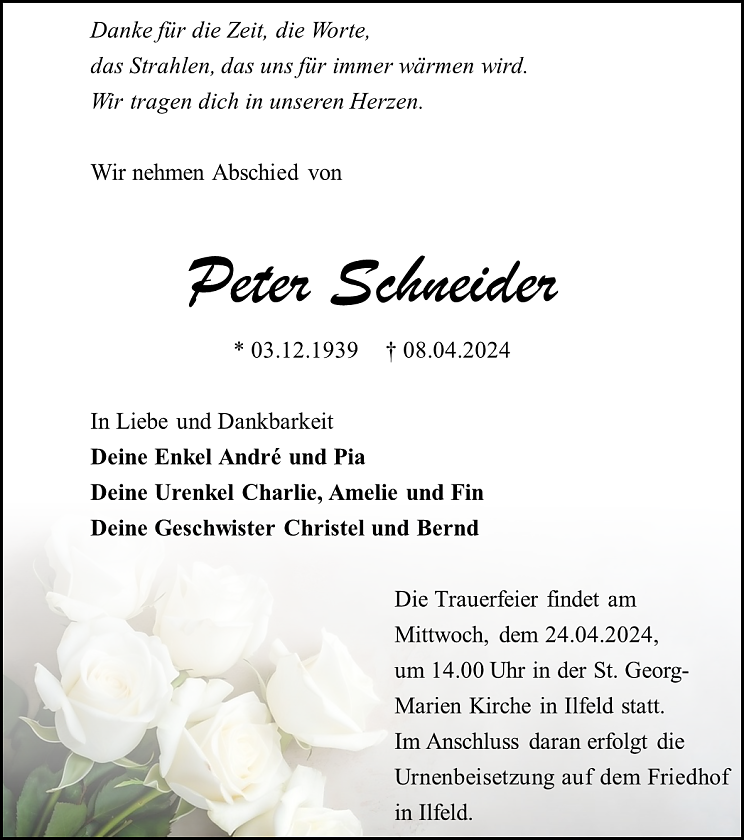 Traueranzeige (Foto: Schade)