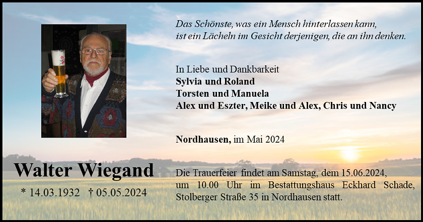 Traueranzeige (Foto: Schade)