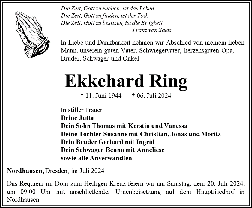 Traueranzeige (Foto: Schade)