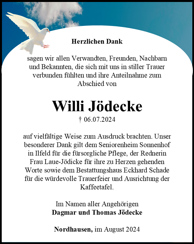 Danksagung (Foto: Bestattungshaus Eckhard Schade)