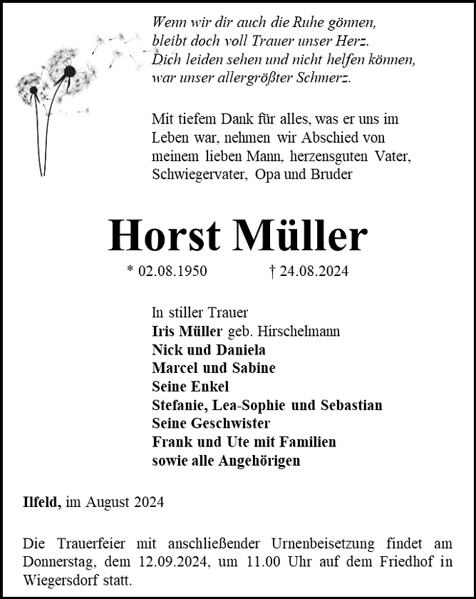 Traueranzeige (Foto: Bestattungshaus Eckhard Schade)