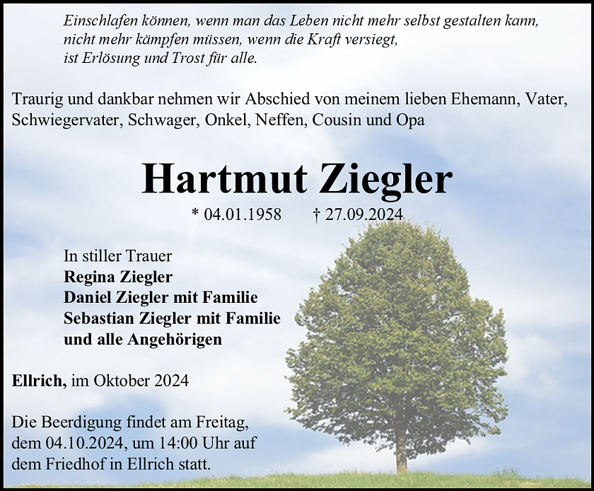 Traueranzeige (Foto: Bestattungshaus Schade)