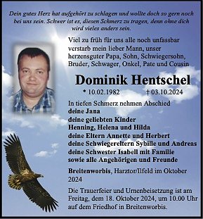 Anzeige Dominik Hentschel (Foto: J.Obenhaupt)