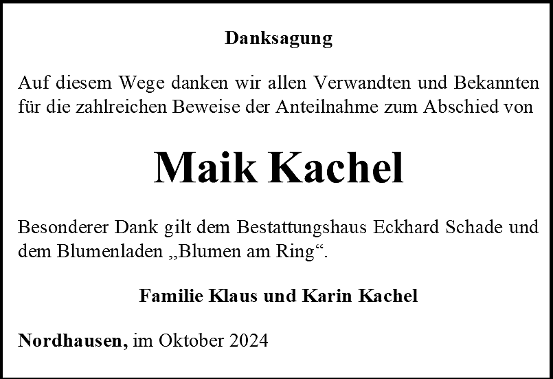 Danksagung (Foto: Bestattungshaus Eckhard Schade)