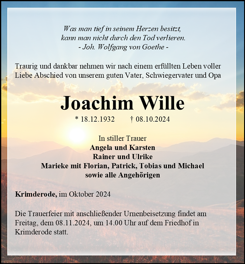 Traueranzeige (Foto: Bestattungshaus Eckhard Schade)