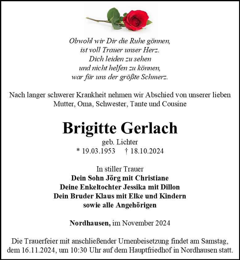 Traueranzeige (Foto: Bestattungshaus Eckhard Schade)