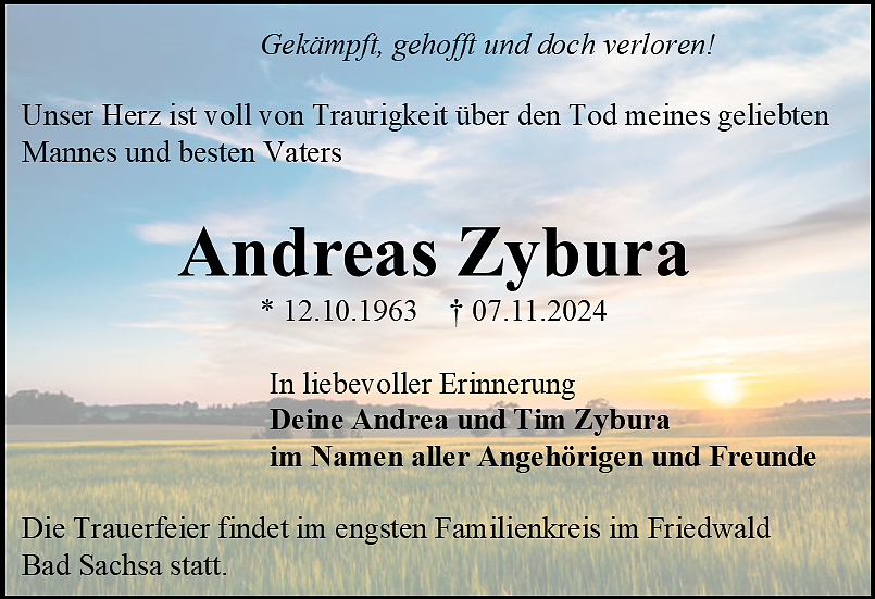 Traueranzeige (Foto: Bestattungshaus Eckhard Schade)