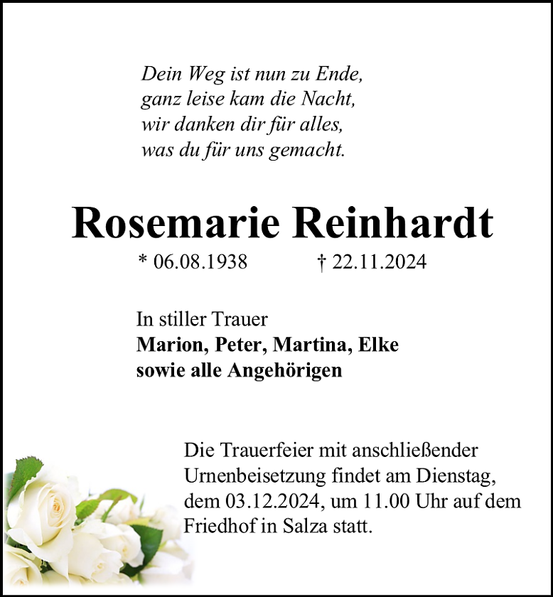 Traueranzeige (Foto: Bestattungshaus Eckhard Schade)