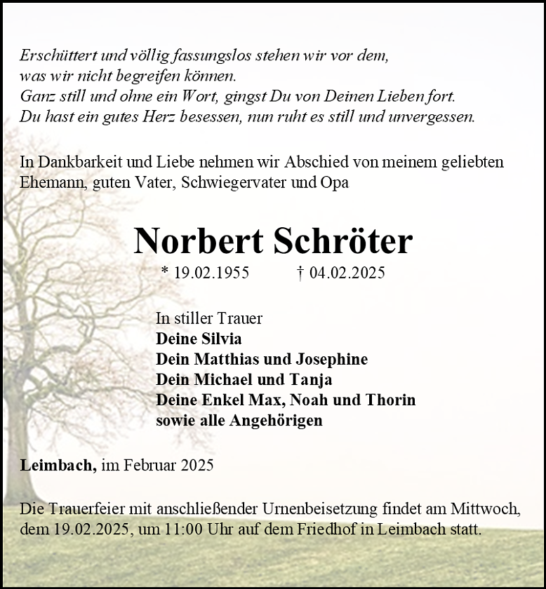 Traueranzeige (Foto: Bestattungsshaus Eckhard Schade)