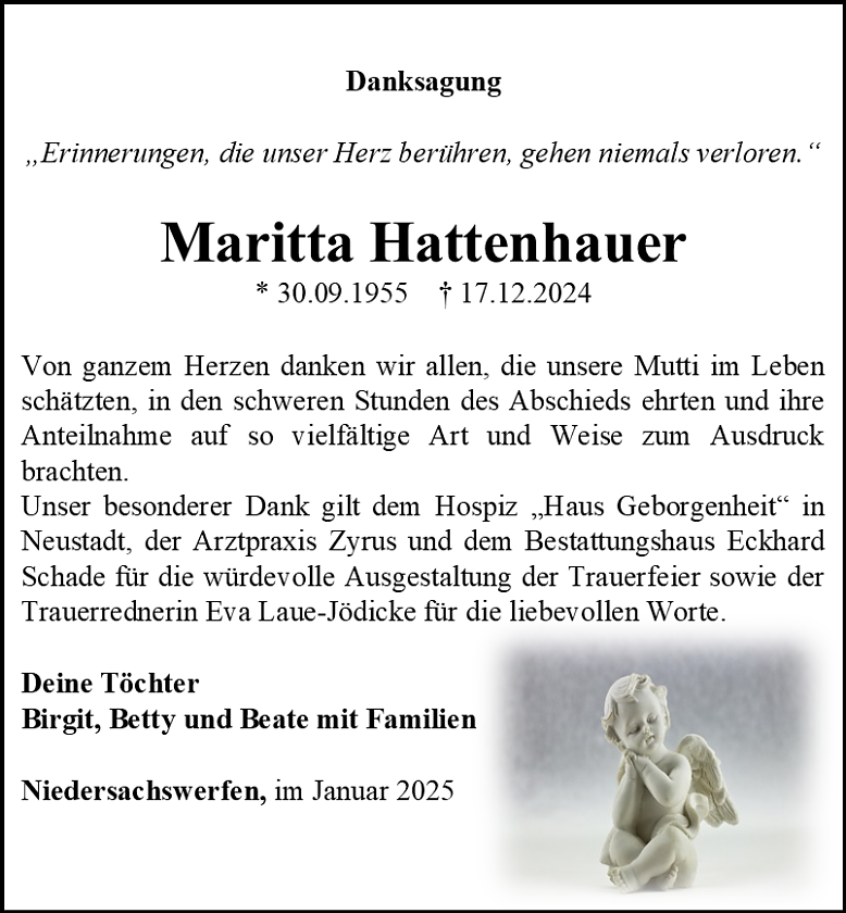 Danksagung (Foto: Bestattungshaus Eckhard Schade)