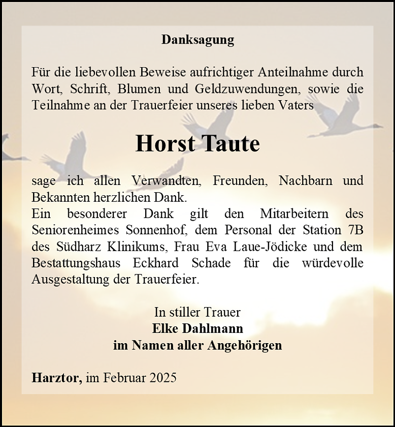 Danksagung (Foto: Bestattungshaus Eckhard Schade)