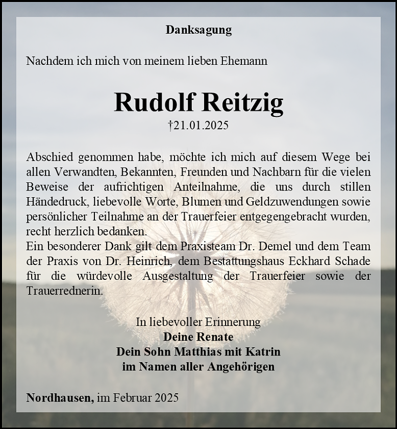 Danksagung (Foto: Bestattungshaus Eckhard Schade)