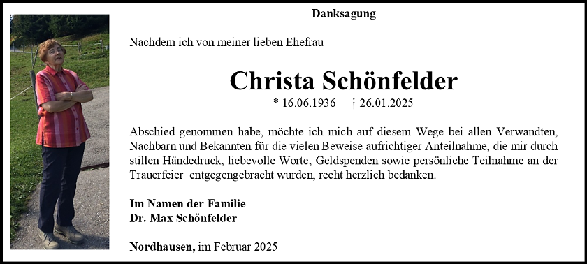 Danksagung (Foto: Bestattungshaus Eckhard Schade)