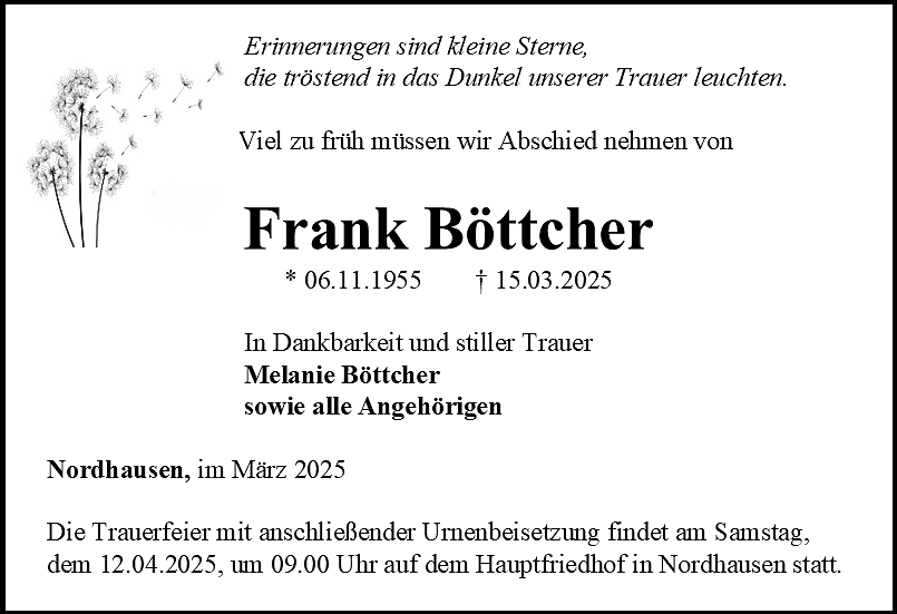 Traueranzeige (Foto: Bestattungshaus Eckhard Schade)