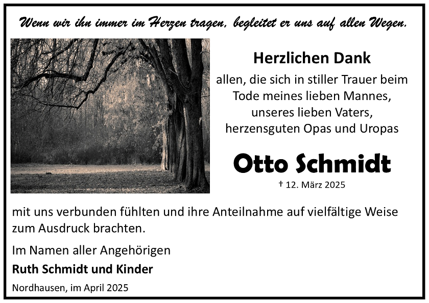 Danksagung (Foto: Bestattungshaus Schade)