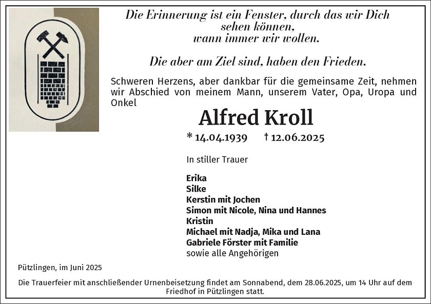 Traueranzeige (Foto: Bestattungsinstitut Westerhausen)