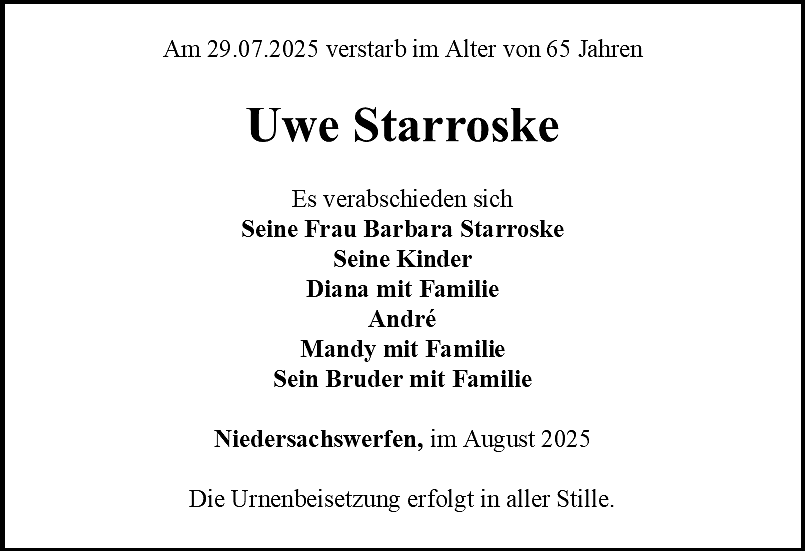 Traueranzeige (Foto: Schade)