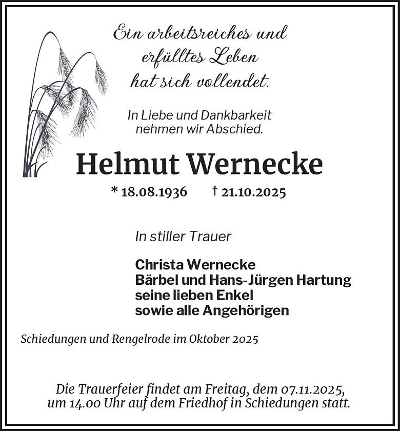 Traueranzeige (Foto: Best. Westerhausen)